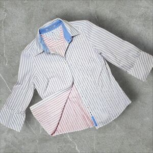 Tommy Hilfiger Women's Size 8 Fitted Button-Down Shirt – Red & Navy Stripe